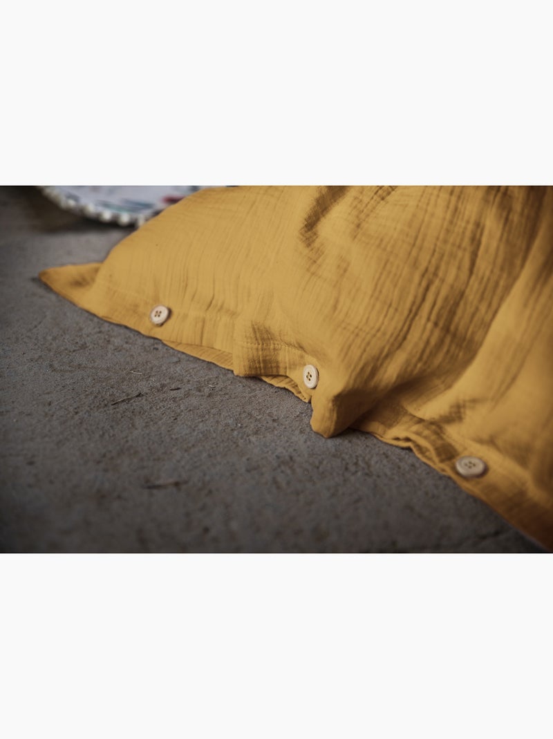Pack gasa de algodón — funda nórdica + sábana bajera + 2 fundas de almohada Azafrán - Kiabi