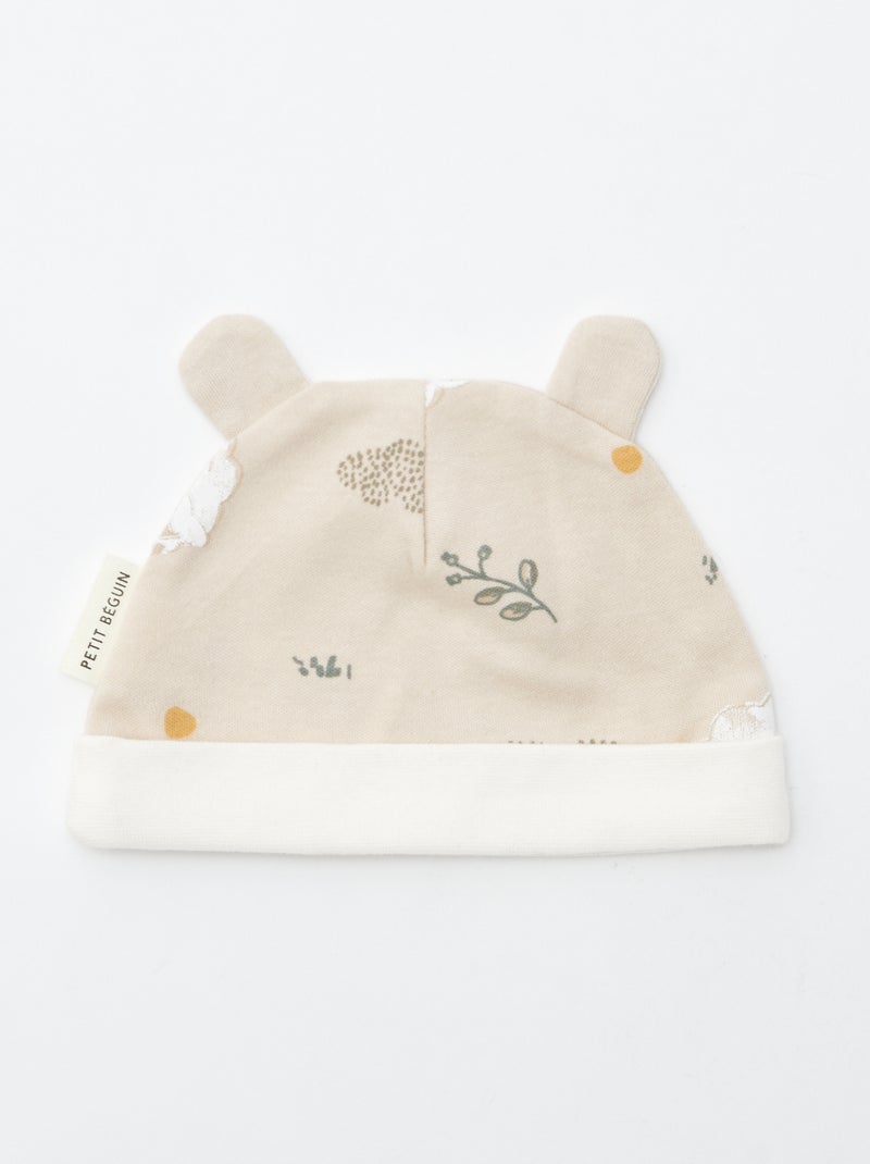 Pack gorro + guante de recién nacido 'Petit Béguin' Beige - Kiabi