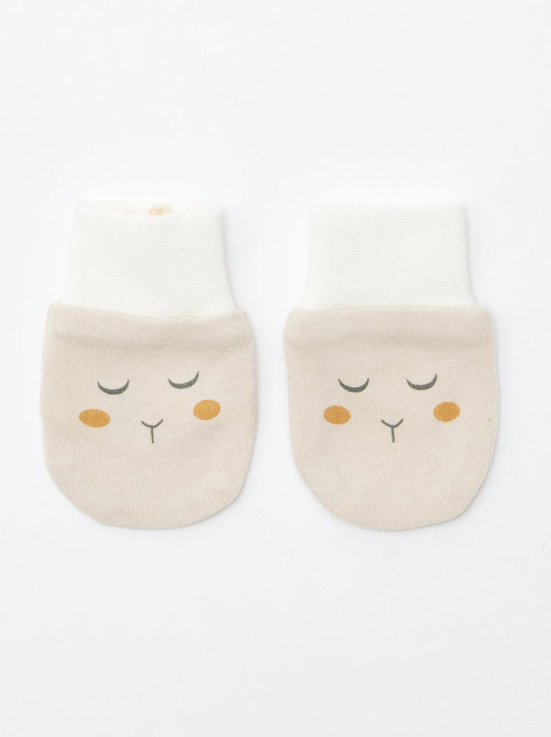 Pack gorro + guante de recién nacido 'Petit Béguin' Beige - Kiabi