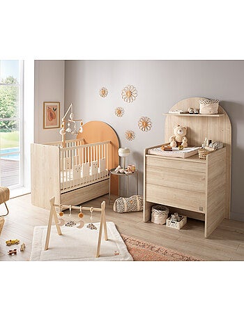 Pack habitación bebé evolutivo: cuna de 120 x 60 transformable en 90 x 190 + cómoda - SAUTHON