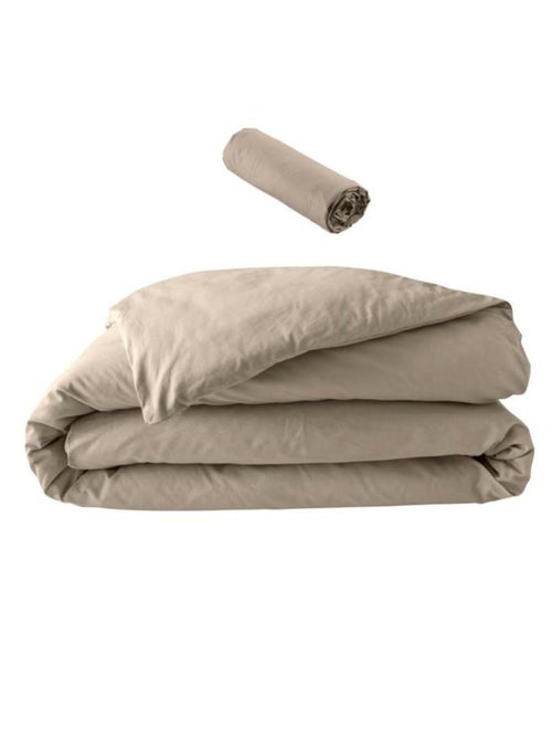 Pack juego de cama percal liso 78 hilos + sábana bajera - Kiabi Pack juego de cama percal liso 78 hilos + sábana bajera - Kiabi