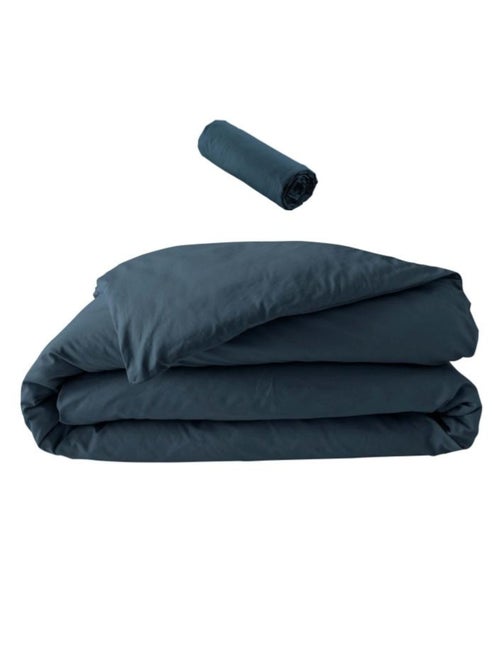 Pack juego de cama percal liso 78 hilos + sábana bajera - Kiabi Pack juego de cama percal liso 78 hilos + sábana bajera - Kiabi