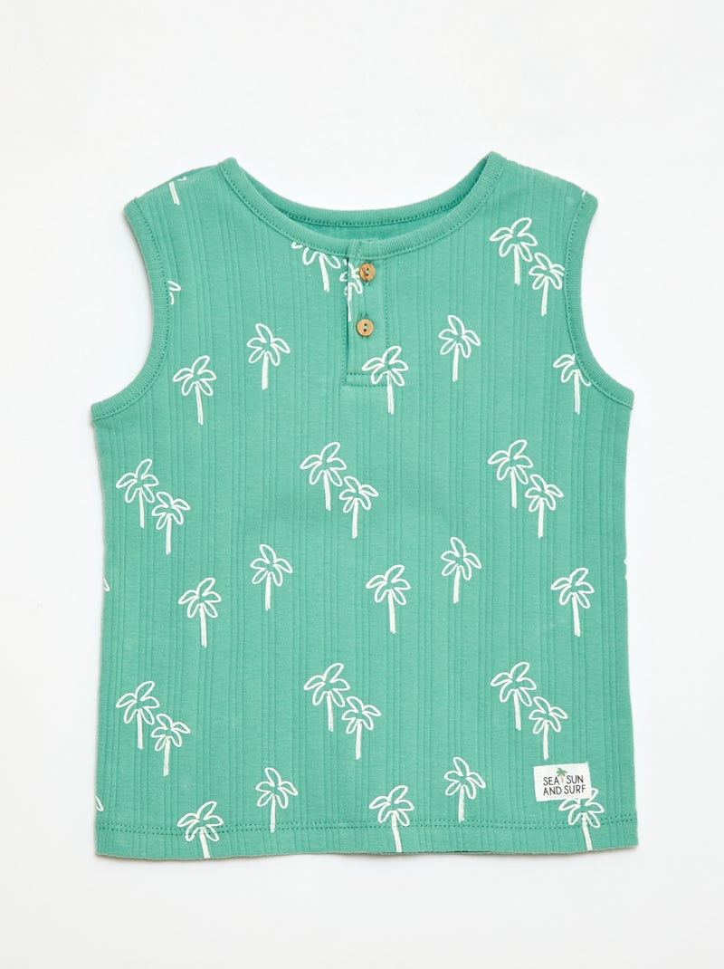 Pack pijama corto camiseta de tirantes + pantalón corto - 2 piezas Verde - Kiabi