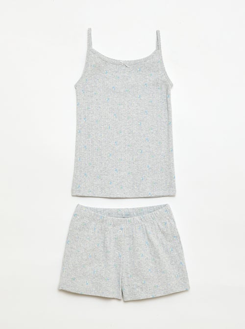 Pack pijama corto camiseta de tirantes + pantalón corto con estampado - 2 piezas - Kiabi