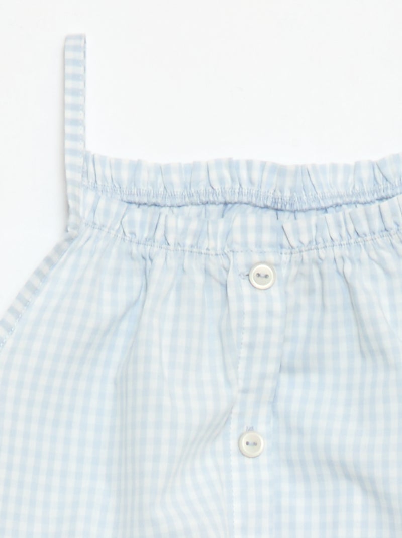 Pack pijama corto con estampado vichy - 2 piezas Blanco - Kiabi