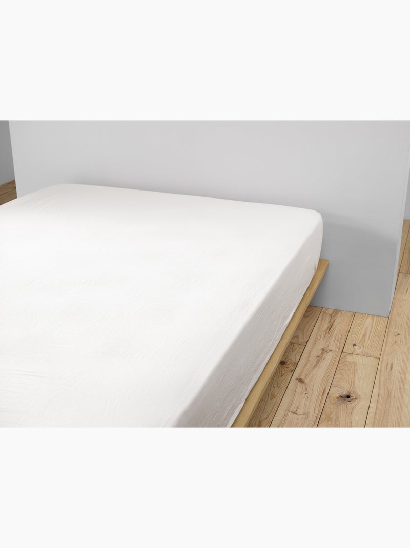 Pack sábana bajera + 2 fundas de almohada doble gasa de algodón gaïa Blanco - Kiabi