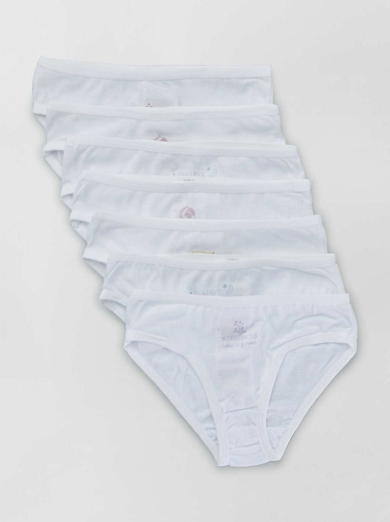 Pack semanal de 7 bragas blanco - Kiabi