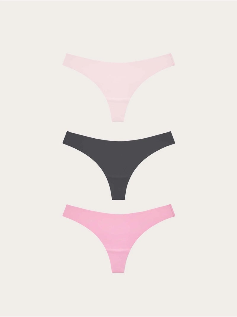 Pack x3 bragas brasile?as corte l?ser sin marcas y trasero encaje Multicolor - Kiabi