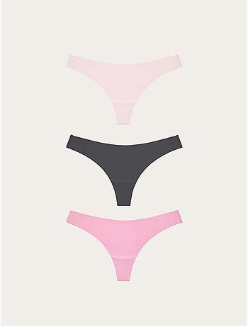 Pack x3 bragas brasileñas corte láser sin marcas y trasero encaje