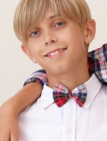 Pajarita de Navidad Infantil | Tartán Rojo y Blanco