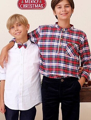 Pajarita de Navidad Infantil | Tartán Rojo y Blanco