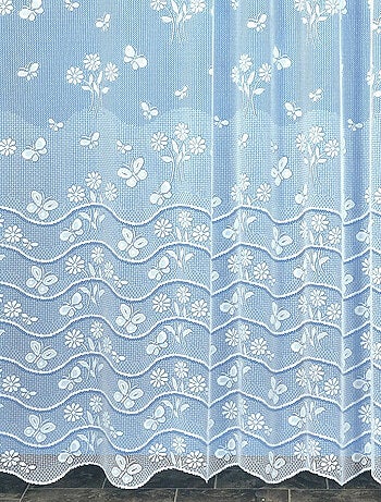 Panel recto de encaje modulable con mariposas y cinta fruncidora