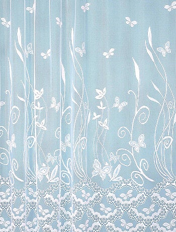 Panel recto de encaje modulable con mariposas y follaje, con cinta fruncidora