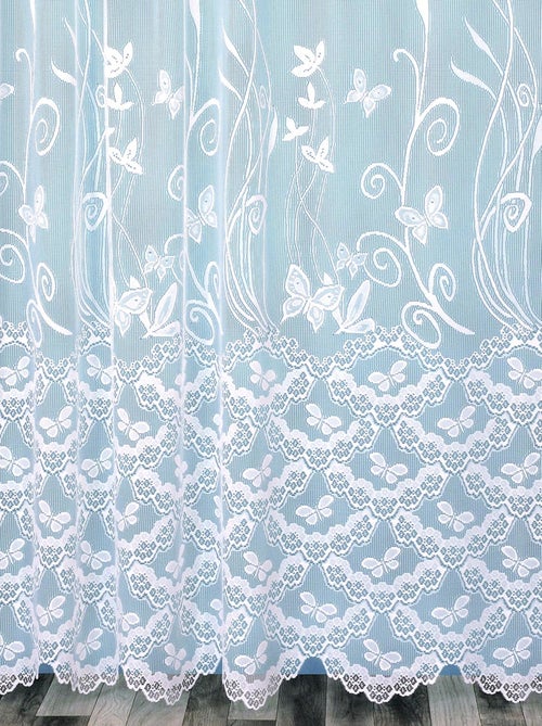 Panel recto de encaje modulable con mariposas y follaje, con cinta fruncidora - Kiabi