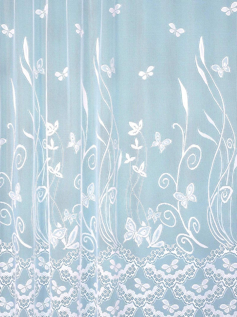 Panel recto de encaje modulable con mariposas y follaje, con cinta fruncidora Blanco - Kiabi