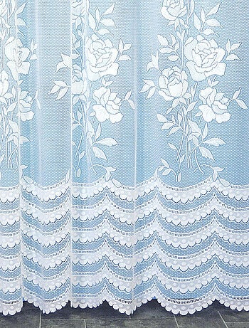 Panel recto de encaje modulable con rosas y cinta fruncidora