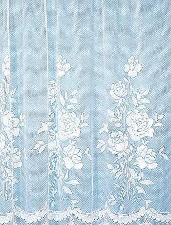 Panel recto de encaje modulable con rosas y cinta fruncidora