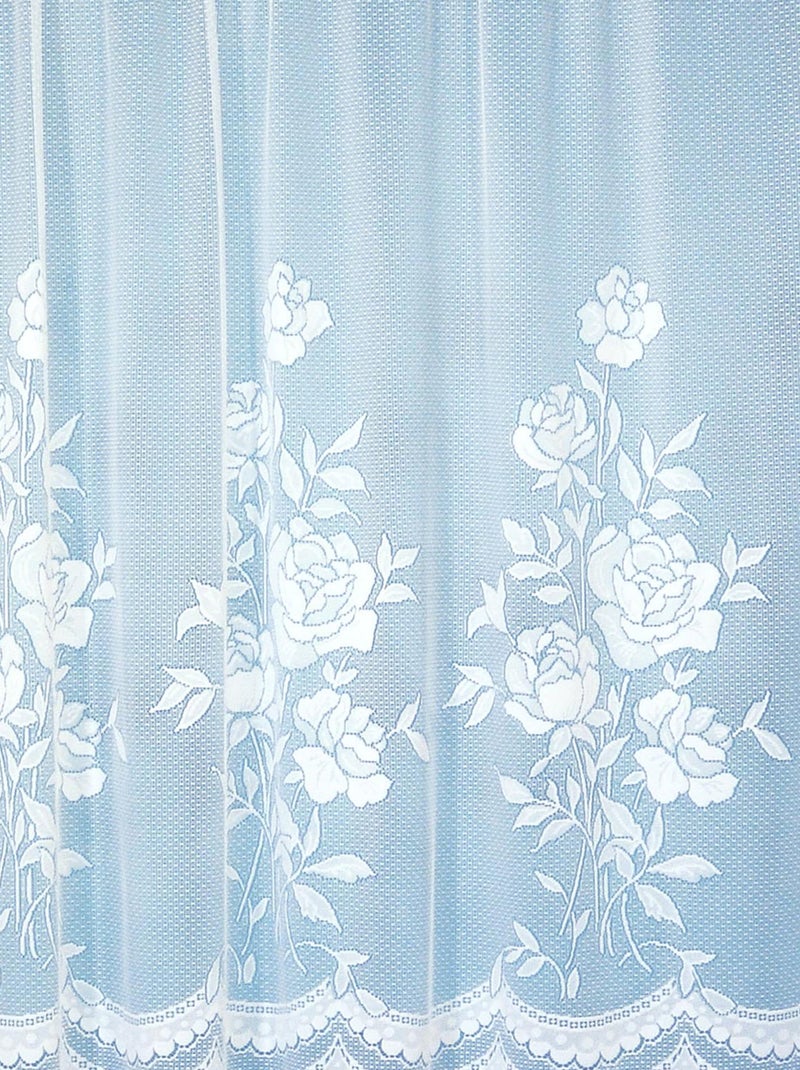 Panel recto de encaje modulable con rosas y cinta fruncidora Blanco - Kiabi