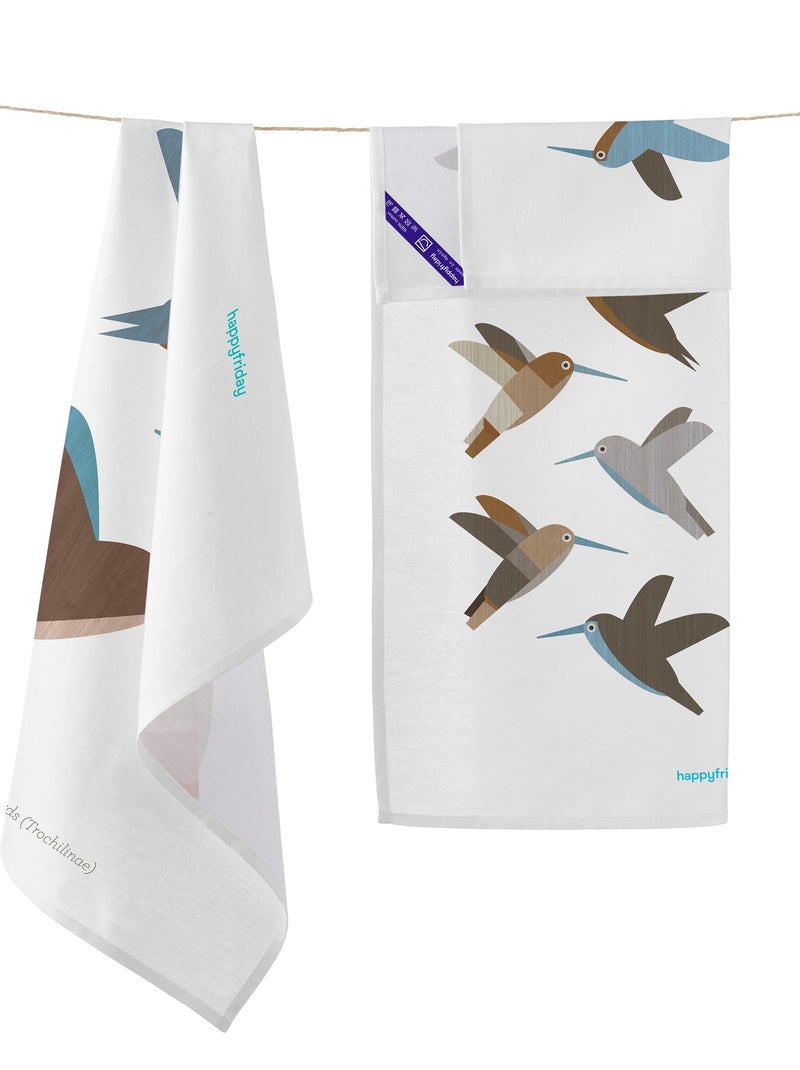 Paño de cocina 2 ud Colibri delphinae "Happyfriday" Blanco - Kiabi