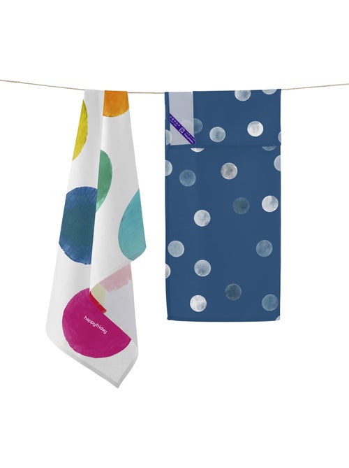 Paño de cocina 2 ud Confetti "Happyfriday" - Kiabi