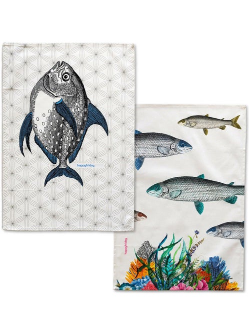 Paño de cocina 2 ud Fish "Happyfriday" - Kiabi