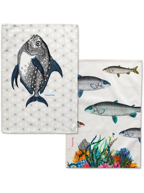 Paño de cocina 2 ud Fish "Happyfriday" - Kiabi Paño de cocina 2 ud Fish "Happyfriday" - Kiabi