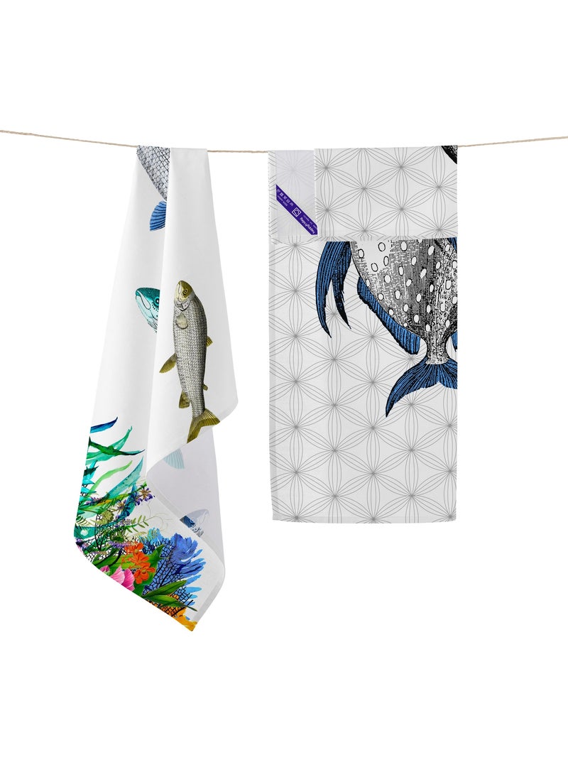 Paño de cocina 2 ud Fish "Happyfriday" Multicolor - Kiabi