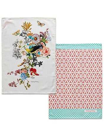 Paño de cocina 2 ud Floral branch "Happyfriday