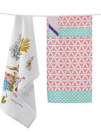 Paño de cocina 2 ud Floral branch "Happyfriday