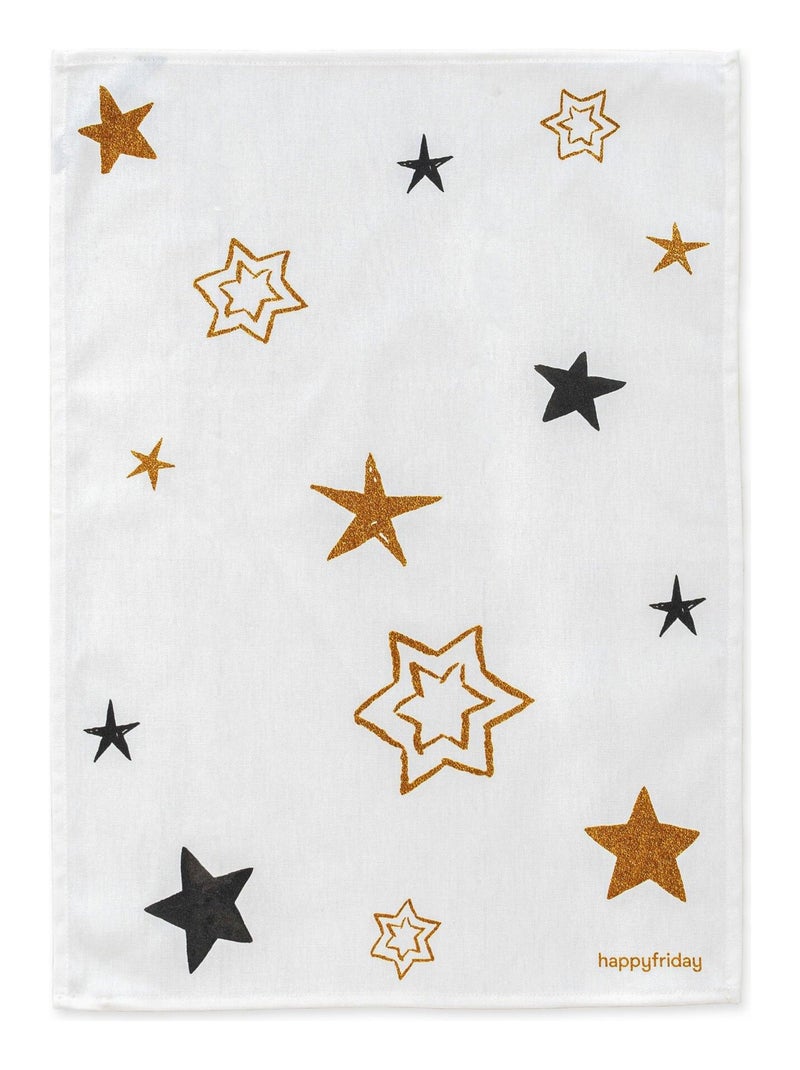 Paño de cocina 2 ud Gold Xmas "Happyfriday" Blanco - Kiabi