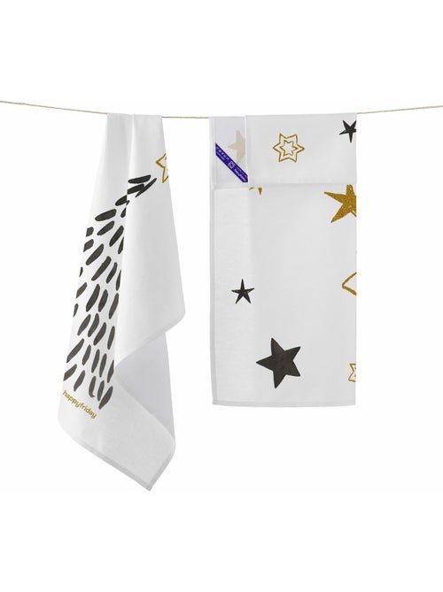 Paño de cocina 2 ud Gold Xmas "Happyfriday" - Kiabi Paño de cocina 2 ud Gold Xmas "Happyfriday" - Kiabi
