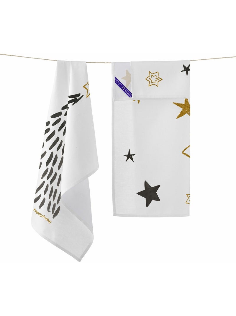 Paño de cocina 2 ud Gold Xmas "Happyfriday" Multicolor - Kiabi