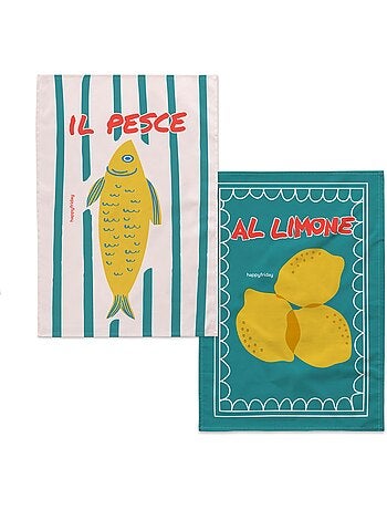Paño de cocina 2 ud lemon fish "happyfriday