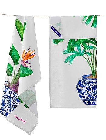 Paño de cocina 2 ud Porcelain "Happyfriday