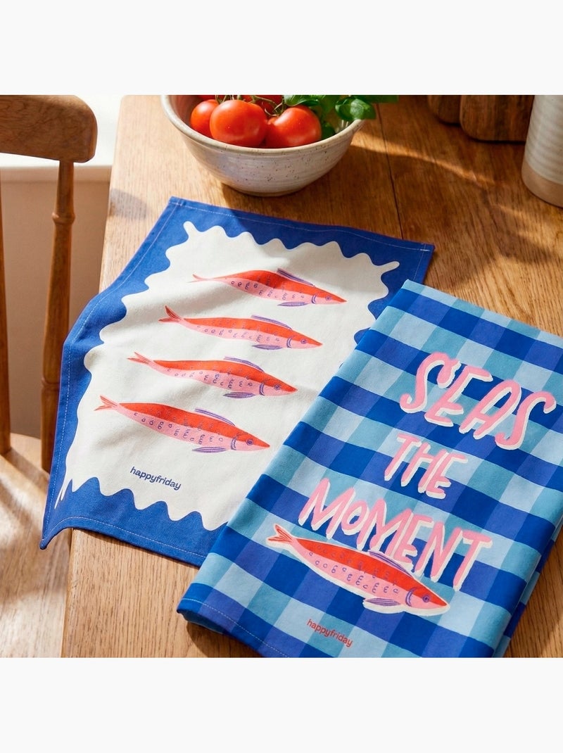 Paño de cocina 2 ud Seas the moment "Happyfriday" Multicolor - Kiabi