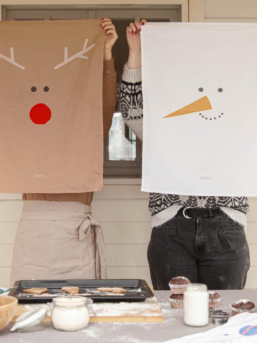 Paño de cocina 2 ud Snow mates "Happyfriday" - Kiabi