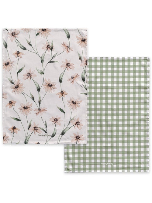 Paño de cocina 2 ud Tinny bloom "Happyfriday" - Kiabi