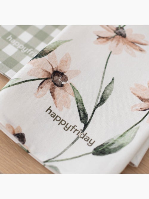 Paño de cocina 2 ud Tinny bloom "Happyfriday" - Kiabi