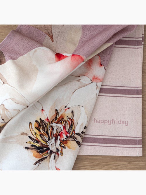 Paño de cocina 2 ud White peonies "Happyfriday" - Kiabi