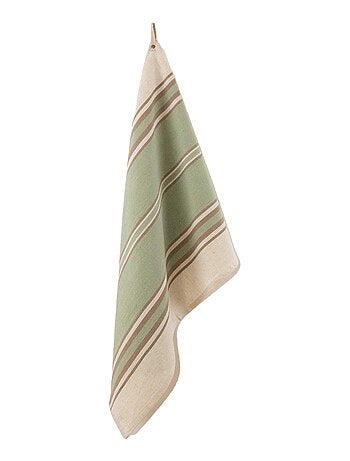 Paño de cocina a rayas de algodón y lino