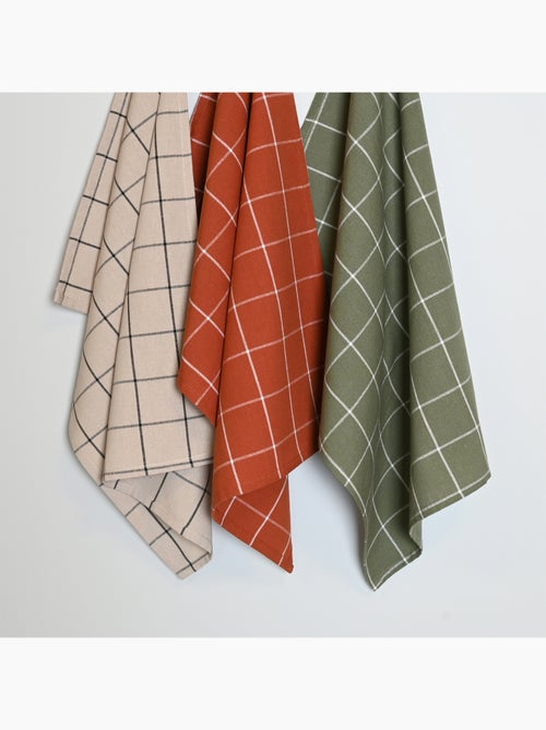 Paño de cocina de algodón con estampado de cuadros - Kiabi