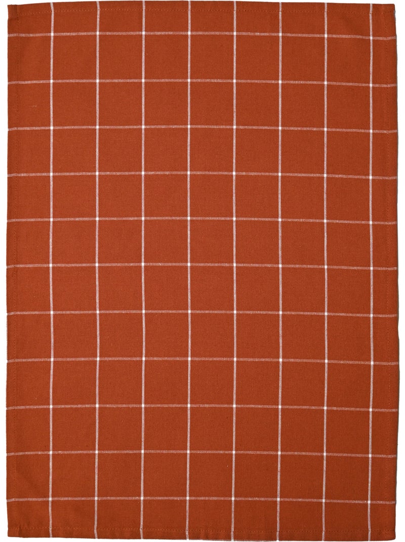 Paño de cocina de algodón con estampado de cuadros Naranja coral - Kiabi