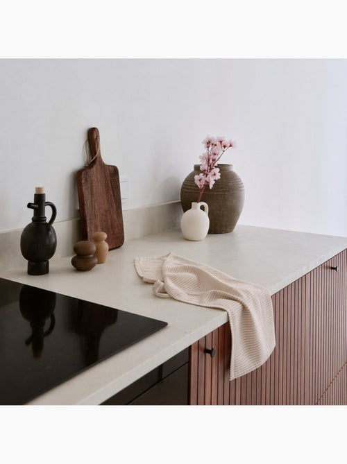 Paño de cocina de algodón con finas rayas tejidas - Kiabi