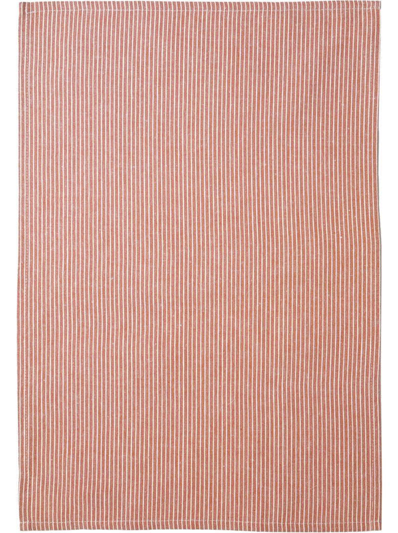 Paño de cocina de algodón con finas rayas tejidas Naranja coral - Kiabi