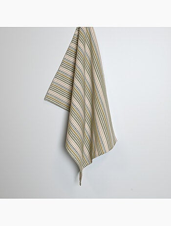 Paño de cocina de algodón con rayas tejidas