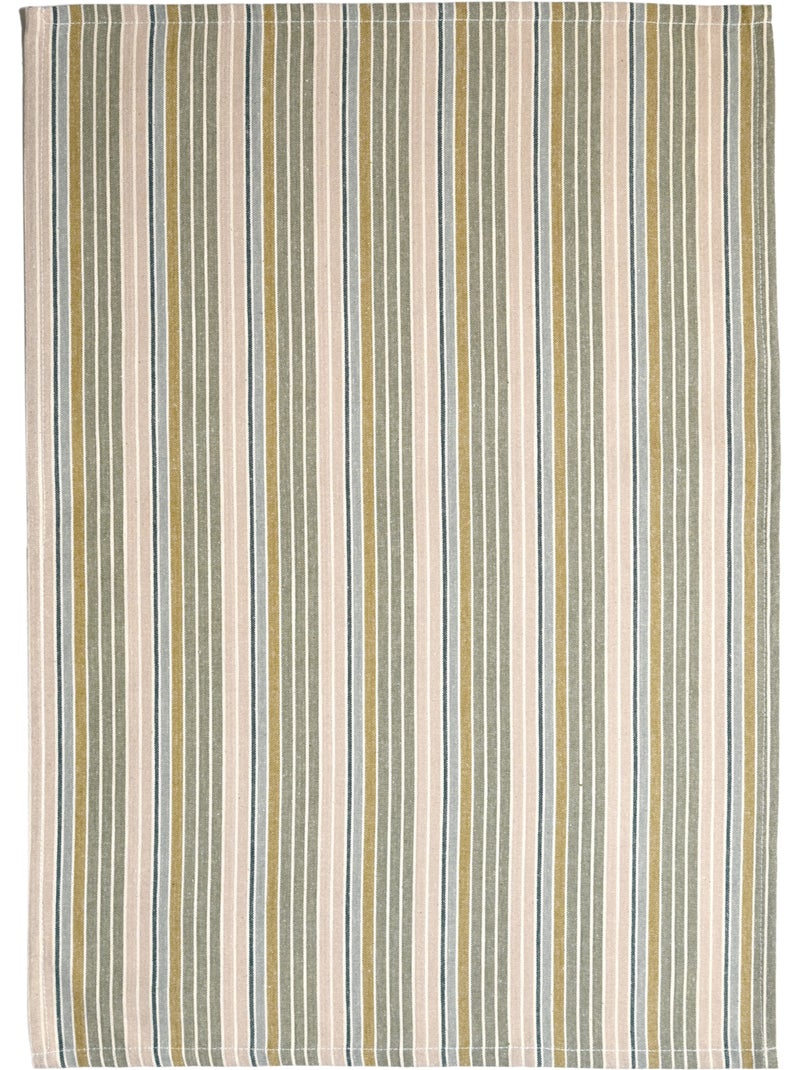 Paño de cocina de algodón con rayas tejidas Caqui - Kiabi