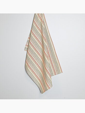 Paño de cocina de algodón con rayas tejidas