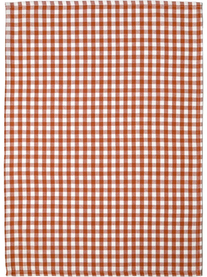 Paño de cocina de algodón Gingham Naranja coral - Kiabi