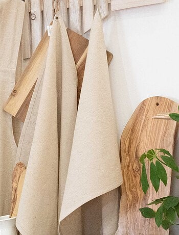 Paño de cocina en mezcla de lino y algodón lavado