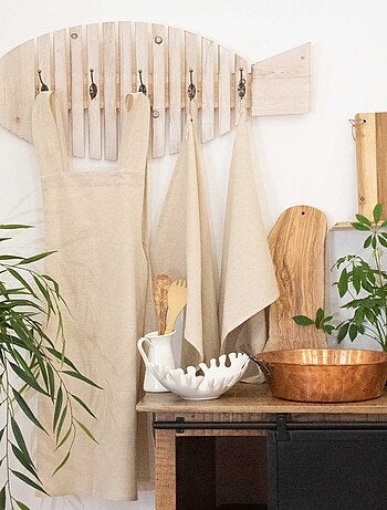 Paño de cocina en mezcla de lino y algodón lavado